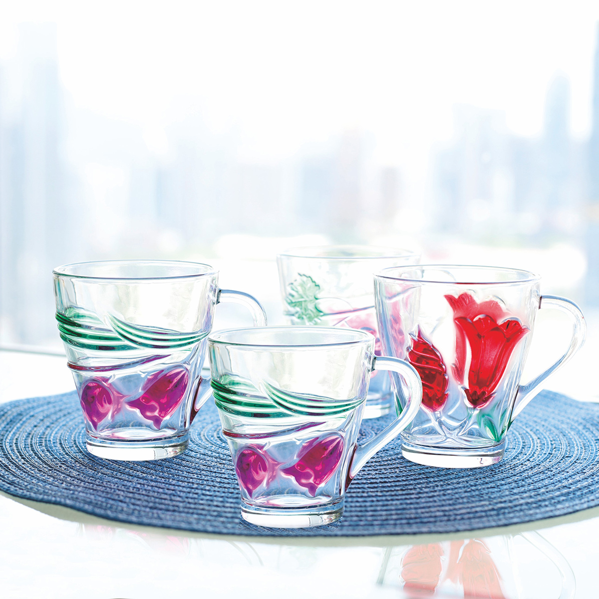 Clear drinking glass cup With Handle