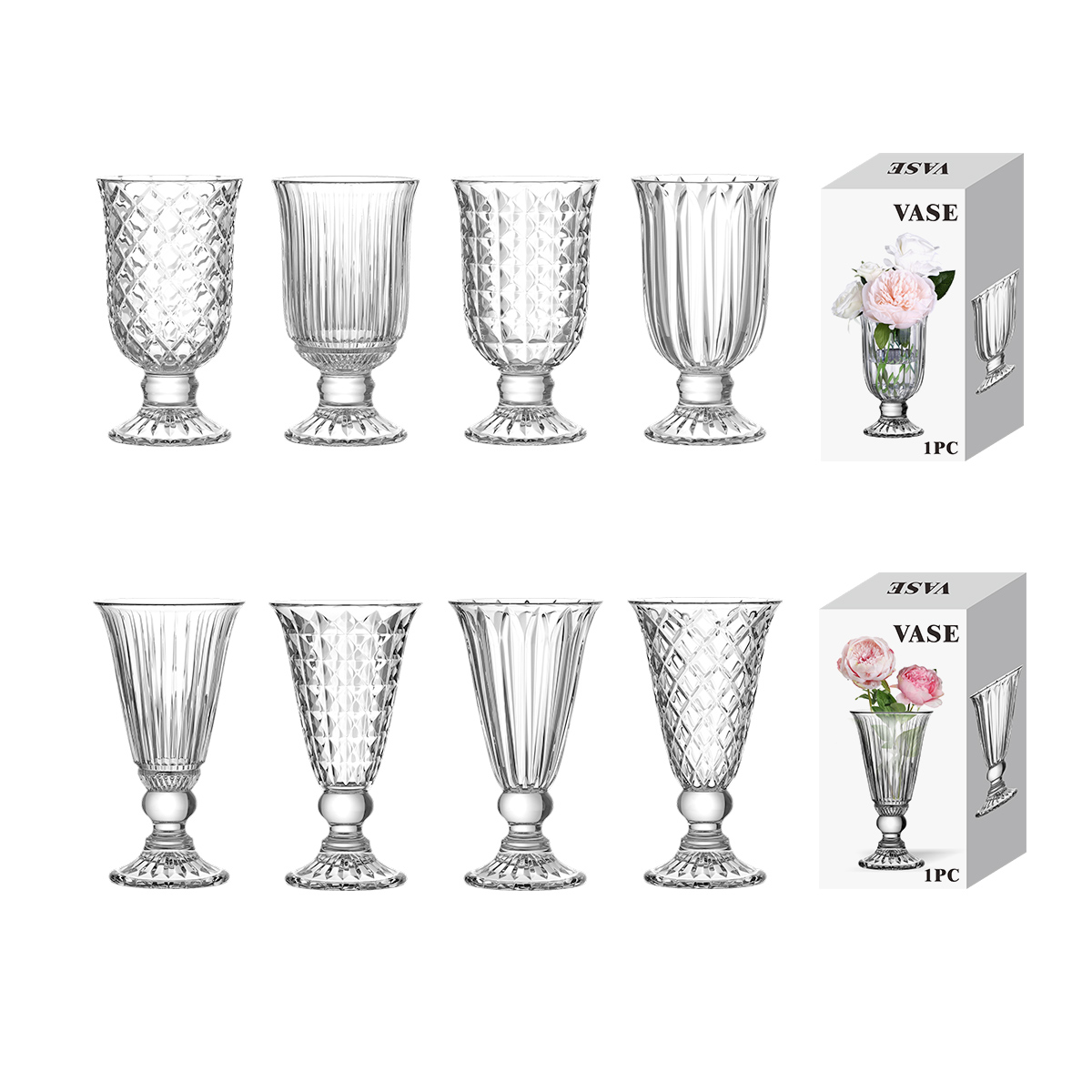 Clear Glass & Crystal Vases For Home Decor