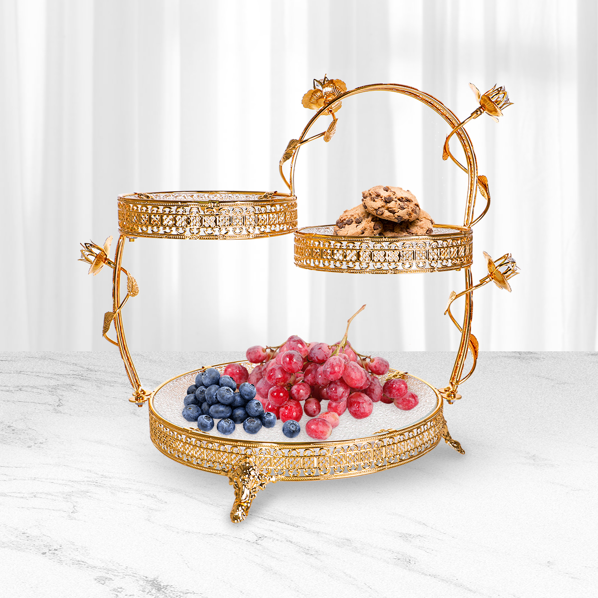 Golden Bowl Fruit Plate Dish for Food Container