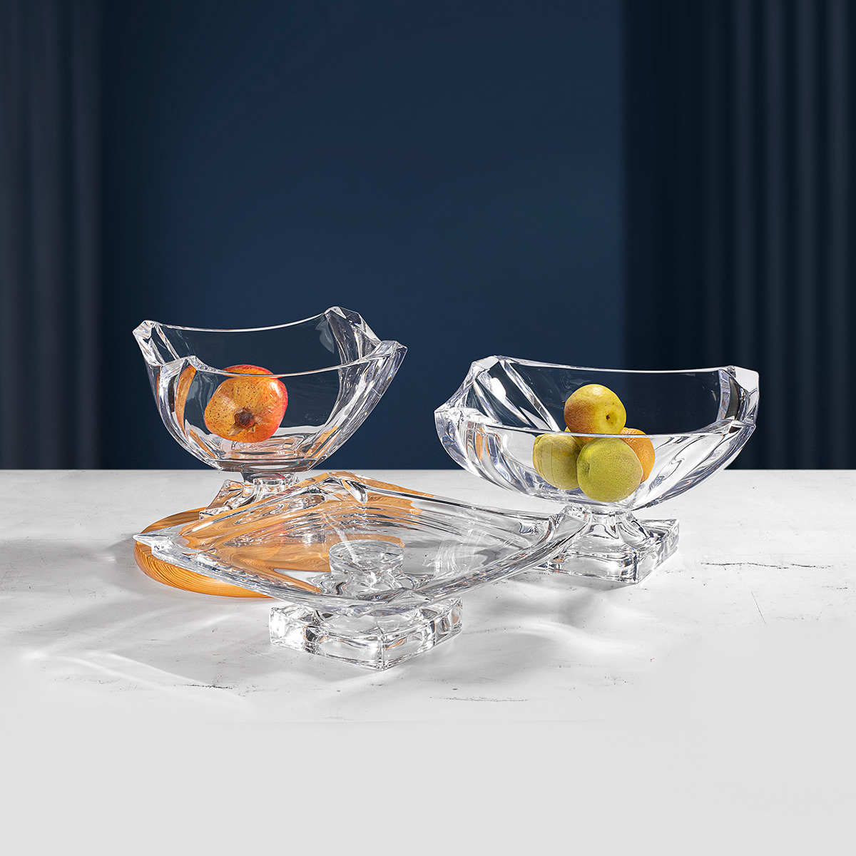 wholesale crystal clear footed glass bowl/plate