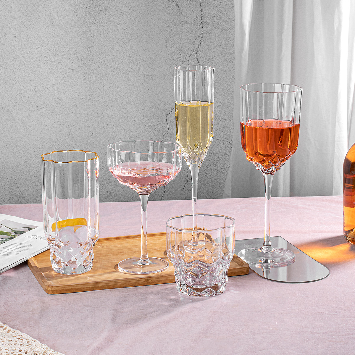 Champagne Flute Wine Glass Set