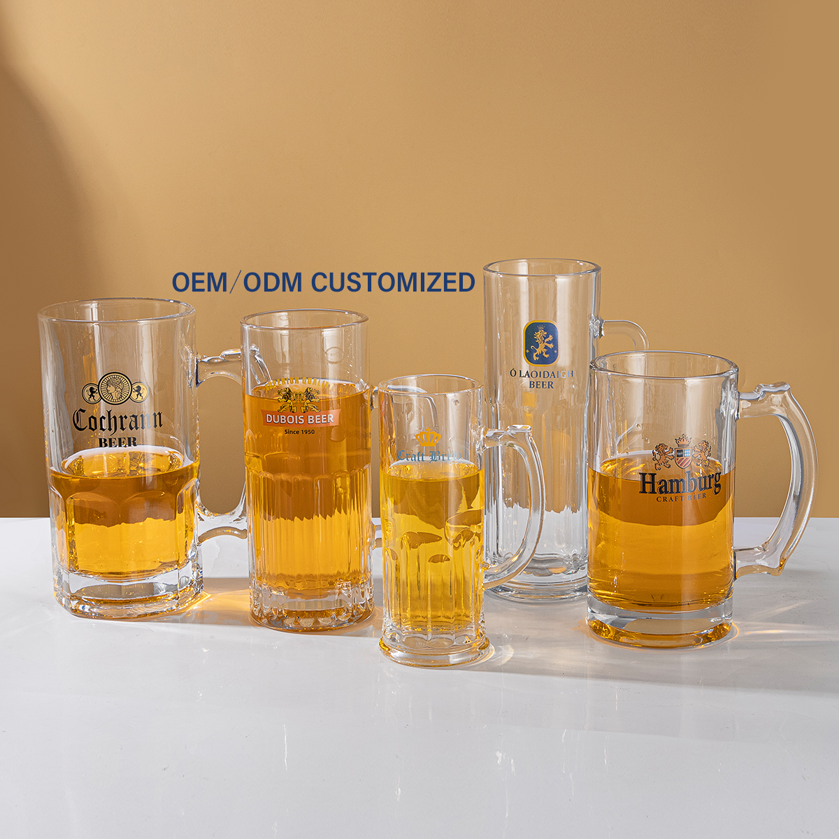 Engraved logo Decal Printing Beer Mugs With Handle