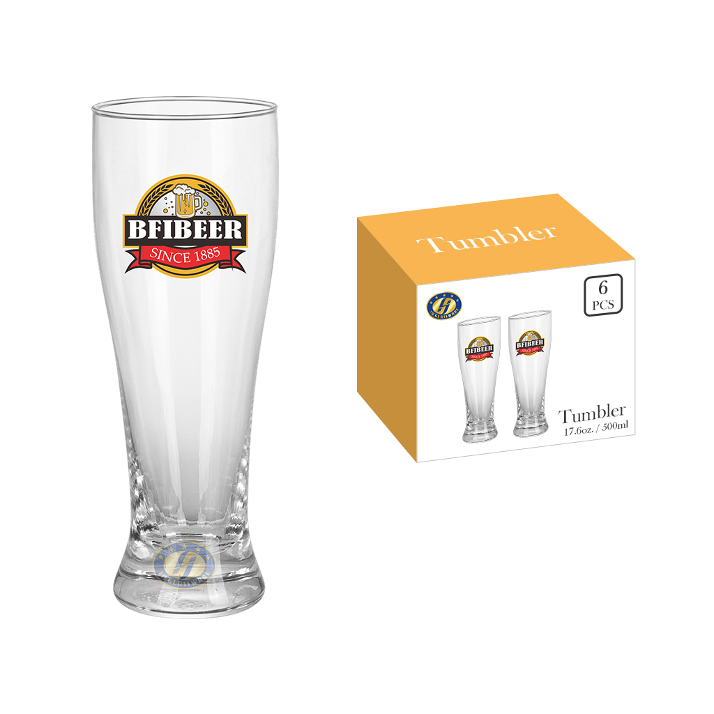 Custom Logo Printed Engraved Transparent Soda Lime Beer Glass