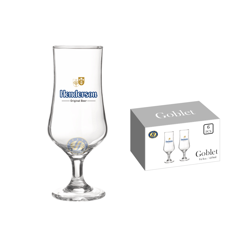 Handmade Gold Logo Beer Goblet Glass Cup