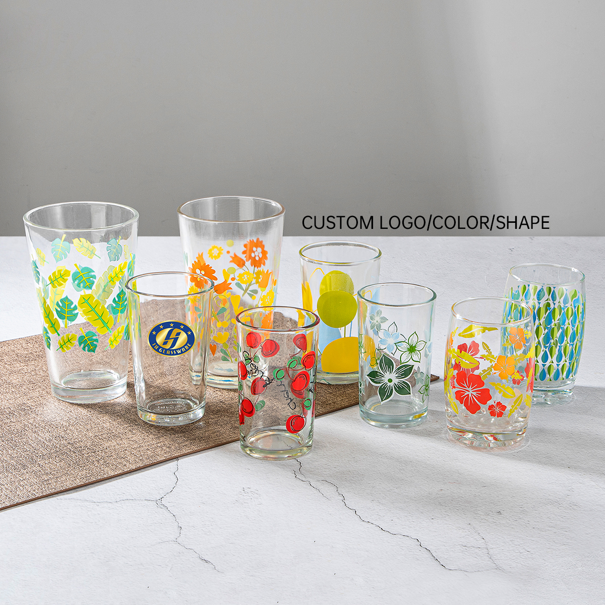 Highball Juice Print Glasses glassware