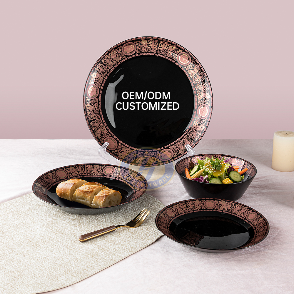 33pcs Luxury Home Tableware Opal Glass Plates