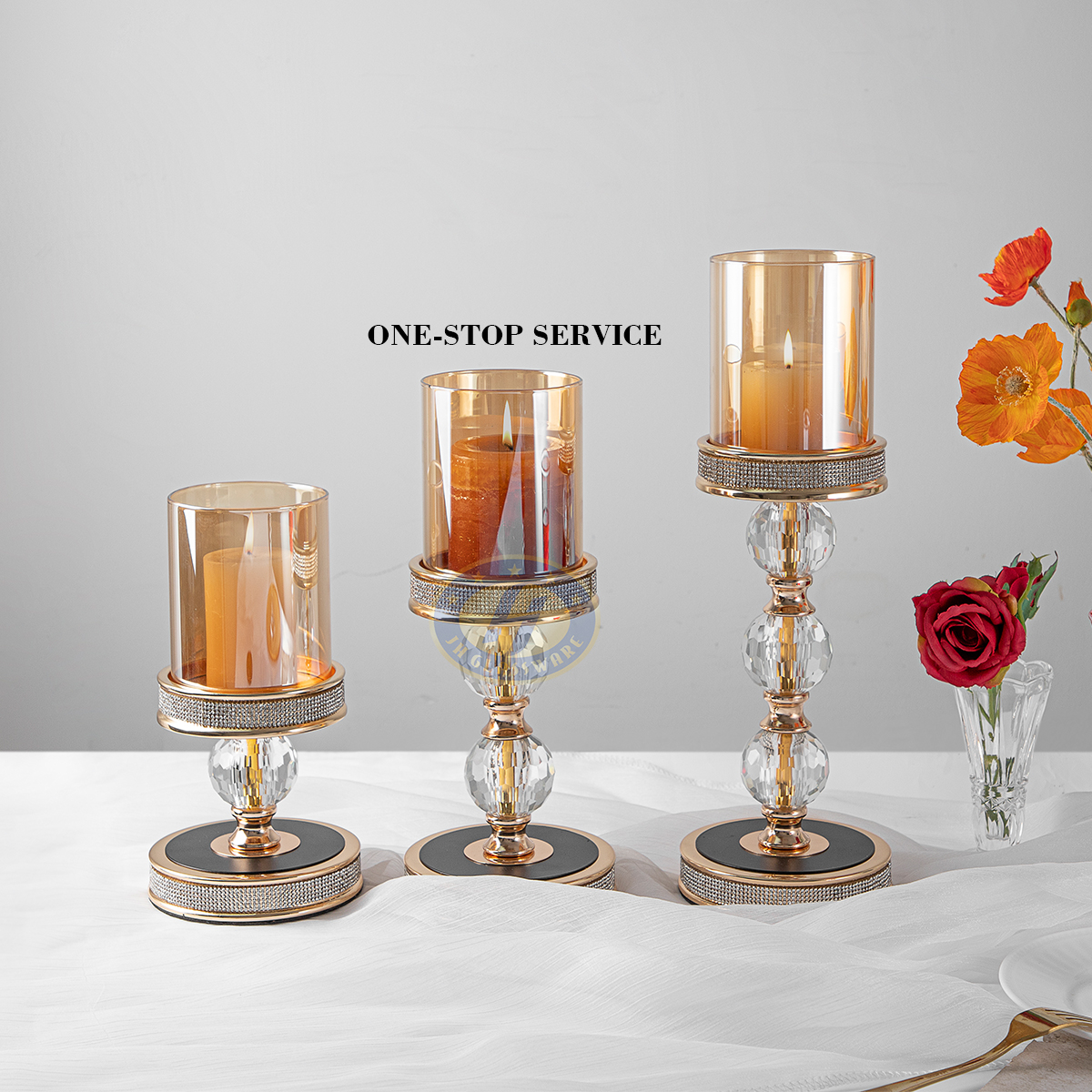 Gold Glass Candlesticks