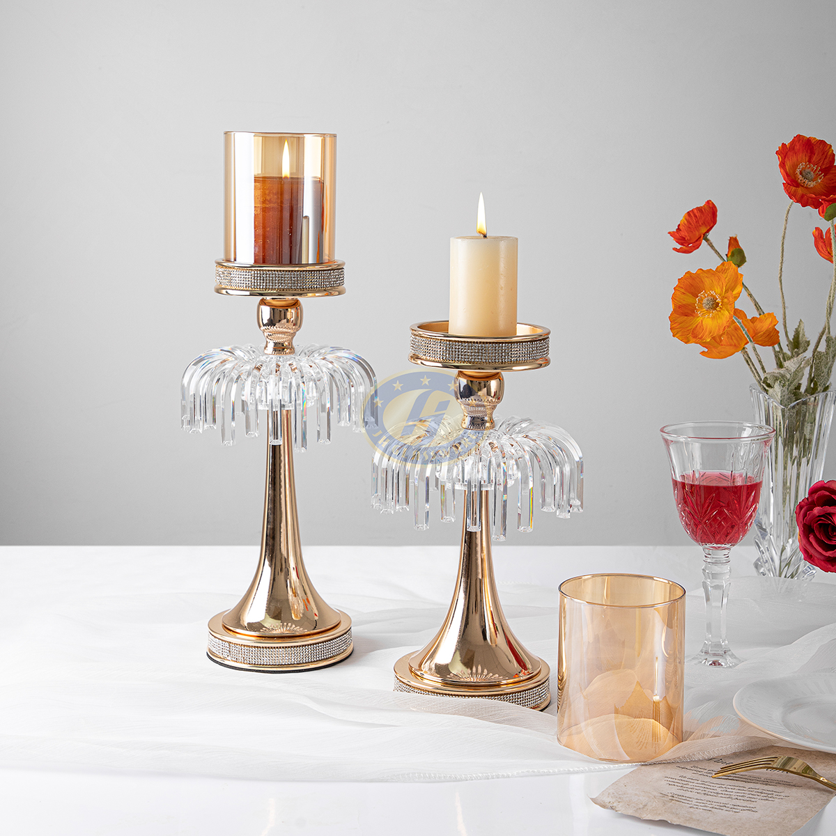 Gold Bright Candlestick Stand for Home Decoration