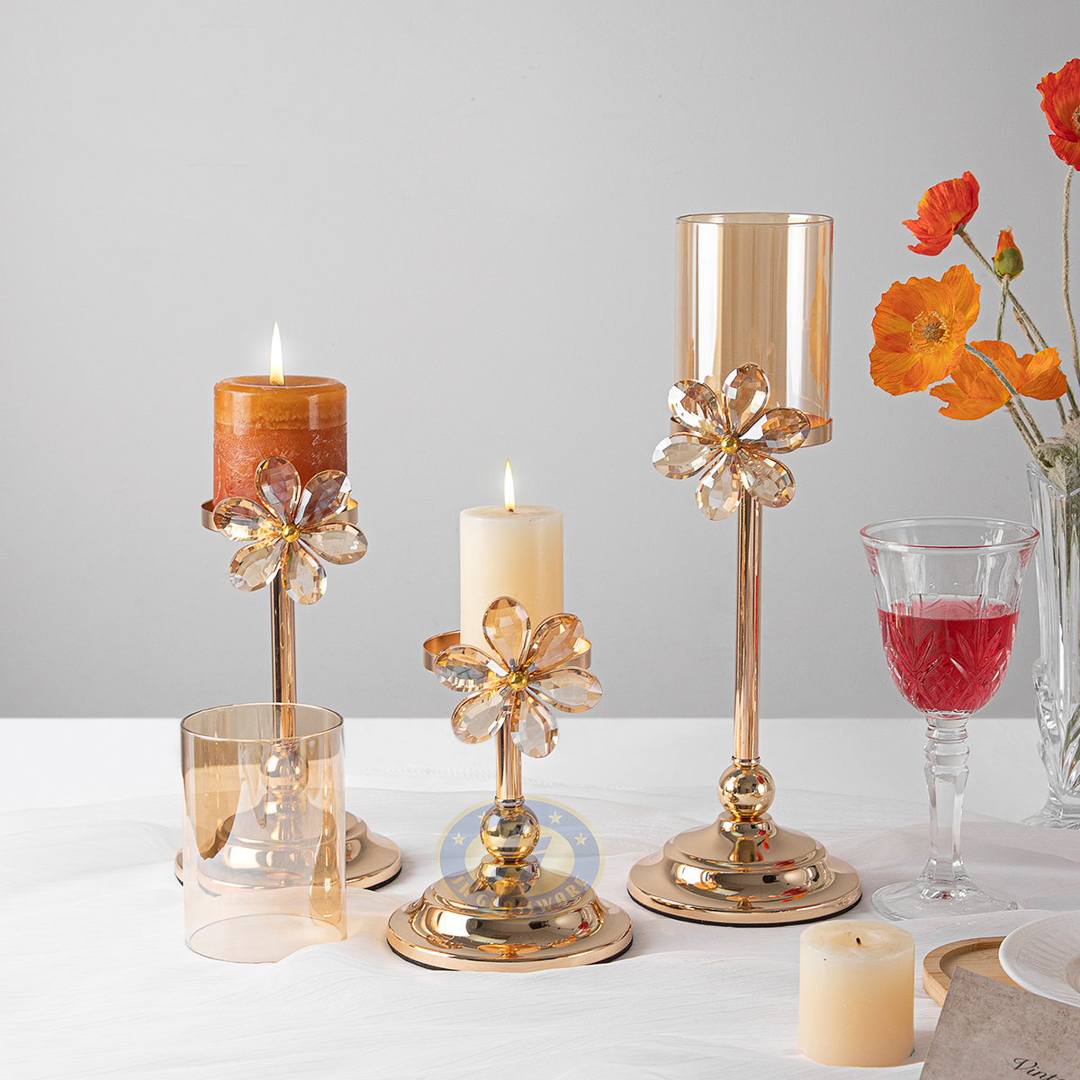 Glass and Metal Candle Holder