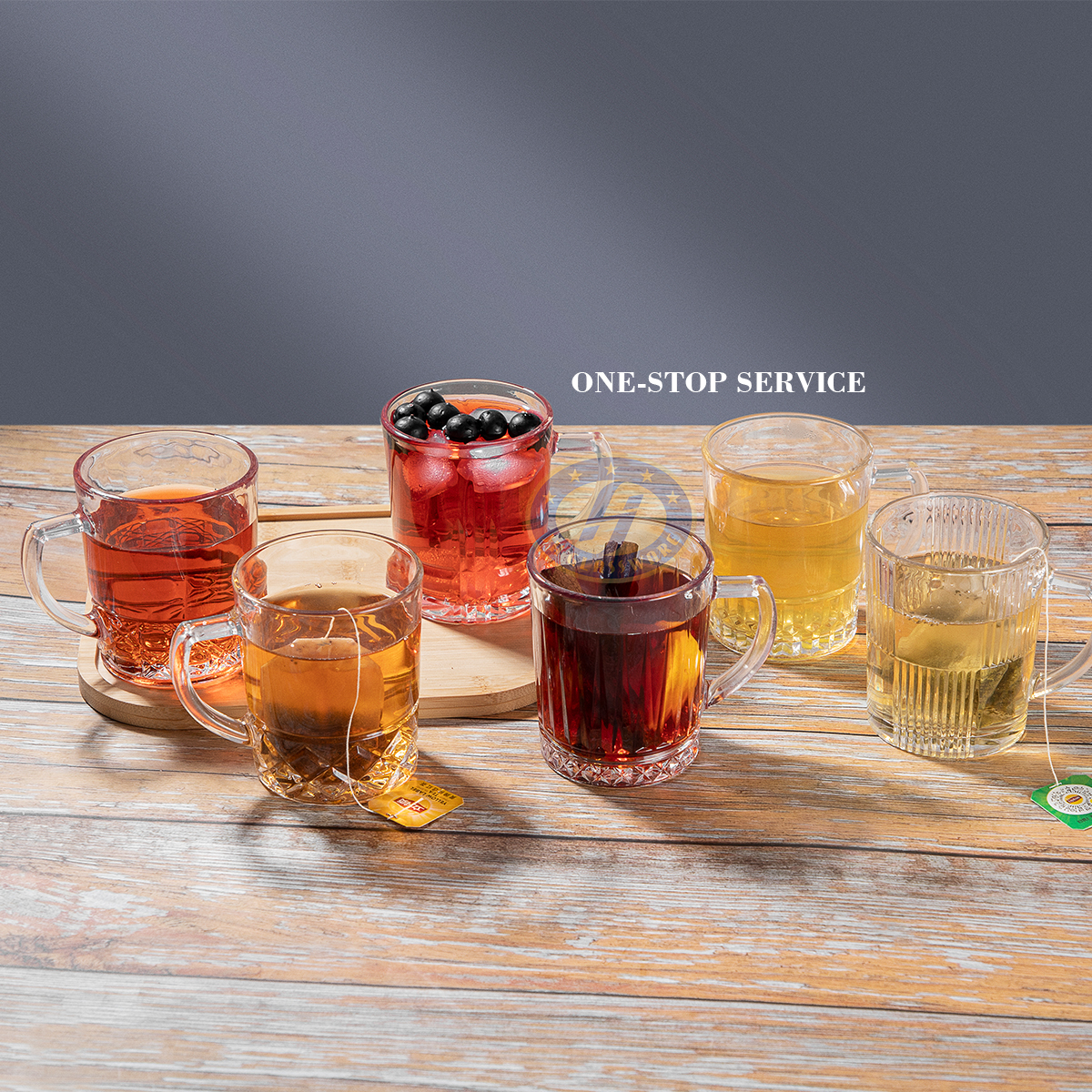 High Quality Embossed Clear Glass Coffee Tea Cup With Handle