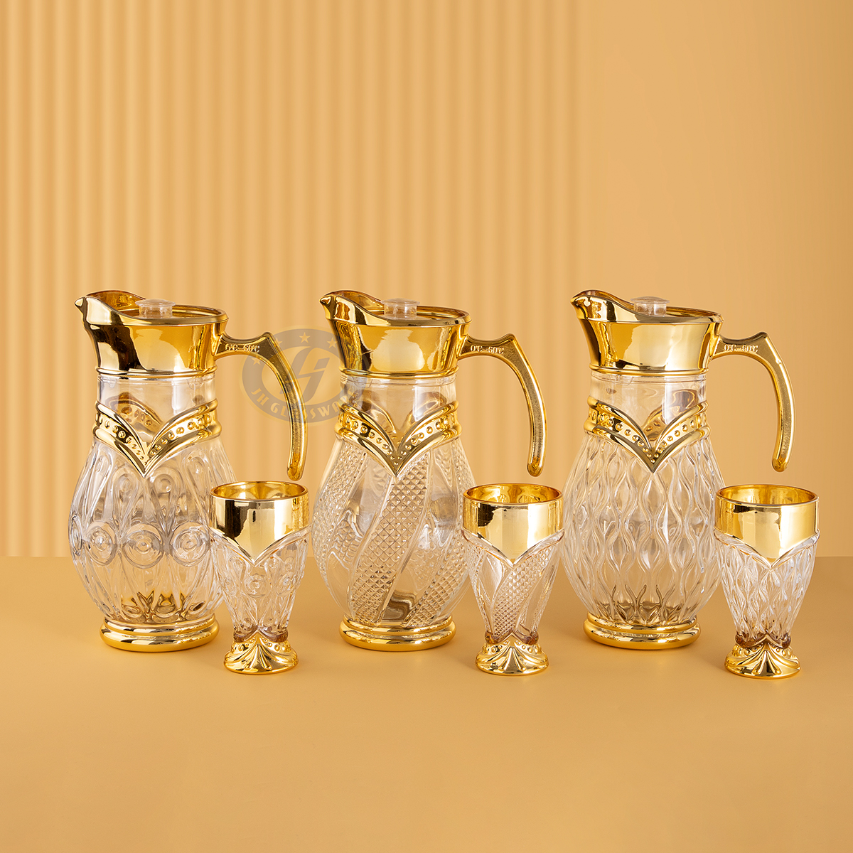 Gold and Silver Drinking Glass Set With Jug Water Glass Set