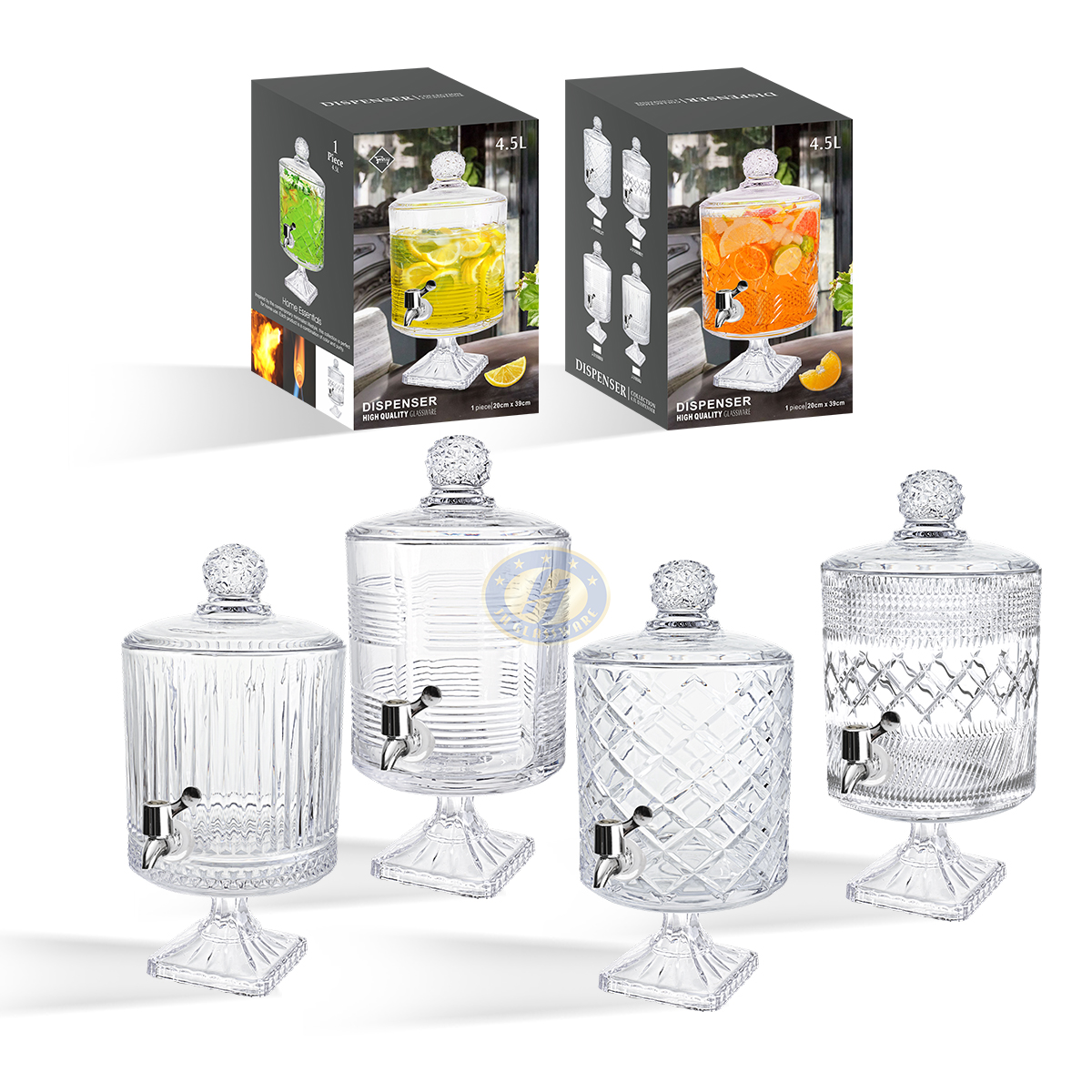 Transparent Crystal Glass Jug with Faucet