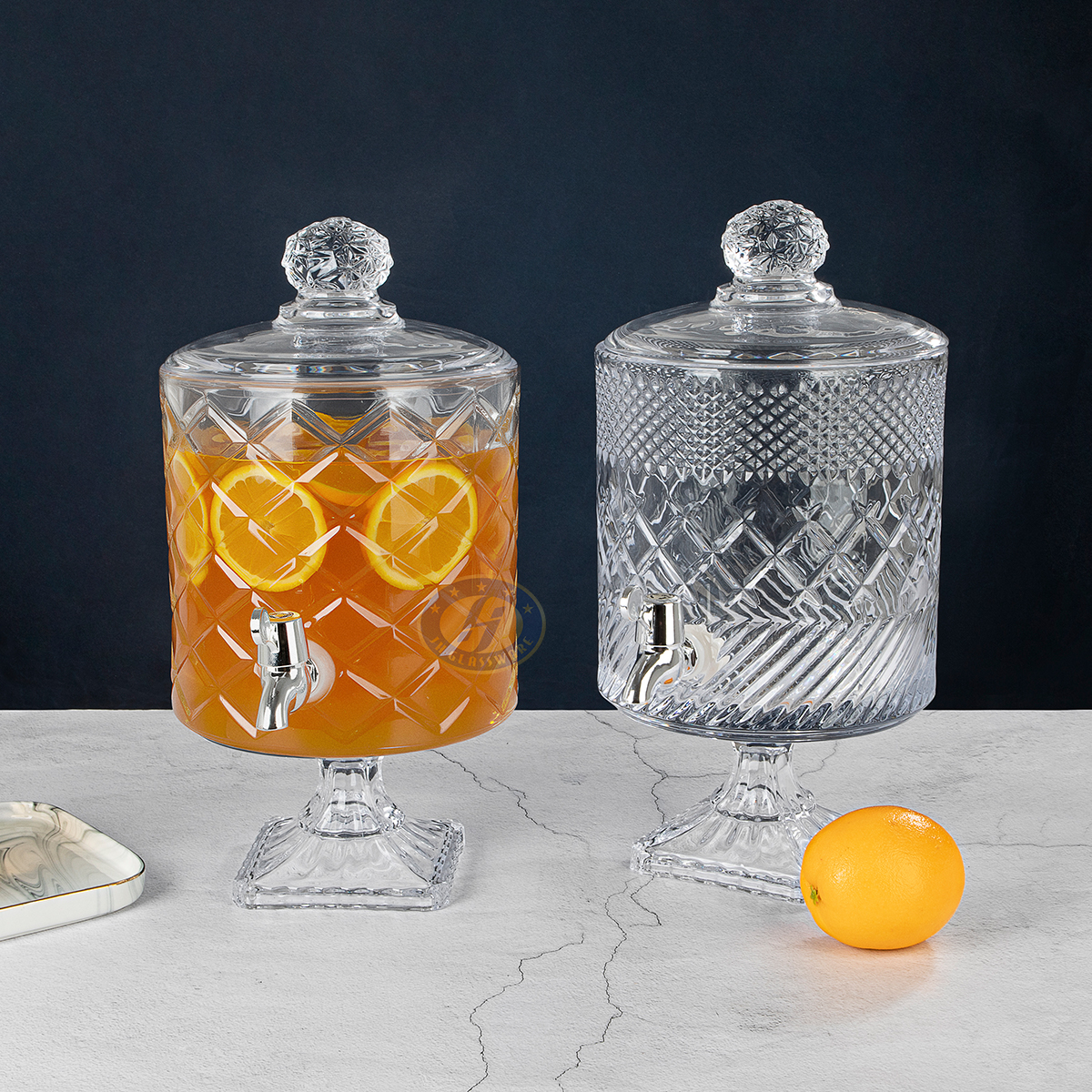 Vintage Style Clear Glass Beverage Dispenser