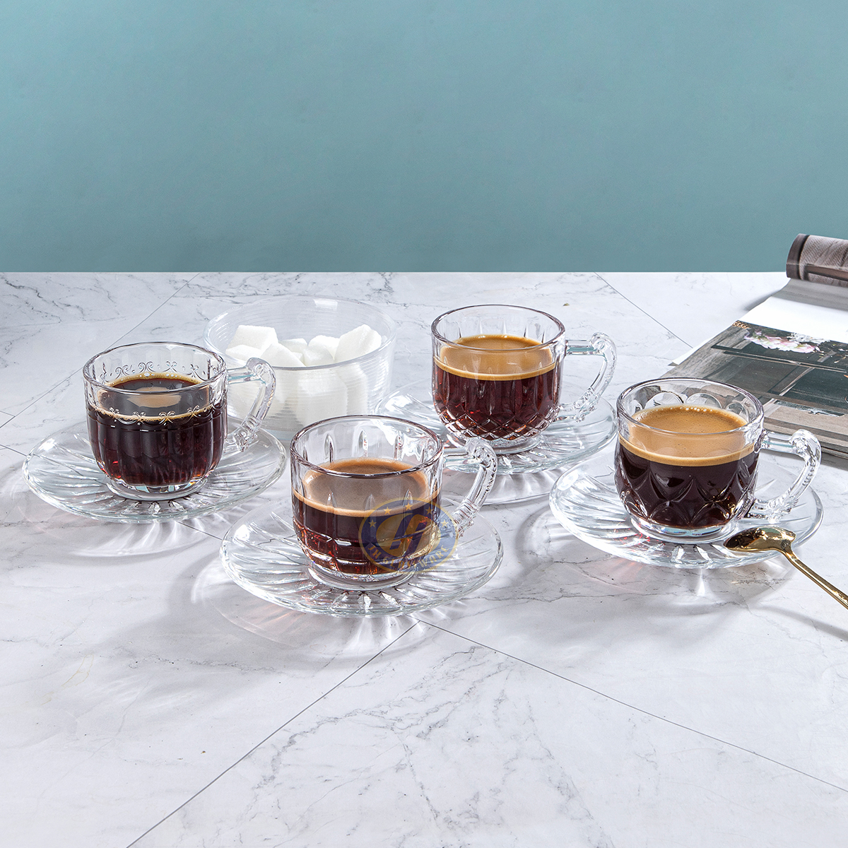 Glass Cup and Saucer Set for Drinkware