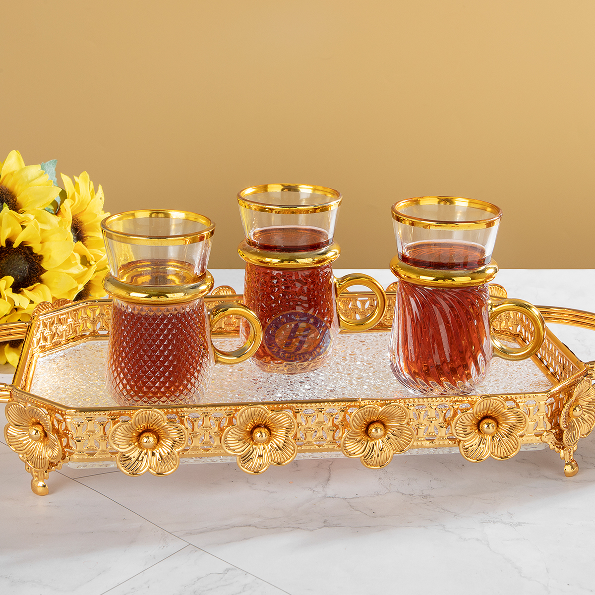 Glass Latte Tea Coffee Cup with Saucer