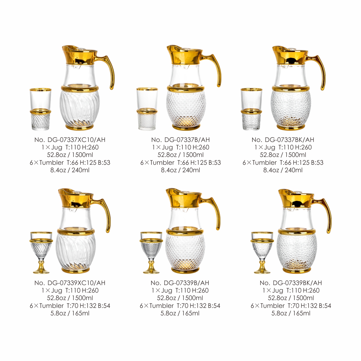 1500ml Coffee Tea Glass Golden WaterJug with Box for Promotional Gift