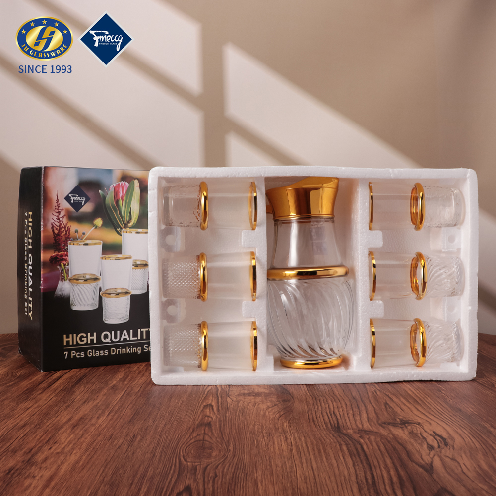 1500ml Coffee Tea Glass Golden WaterJug with Box for Promotional Gift