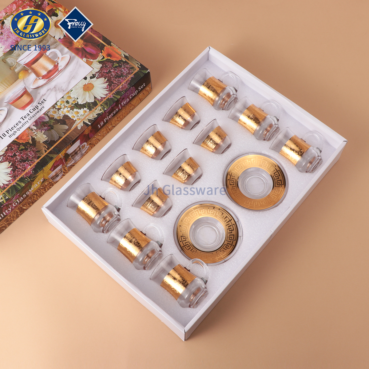 Wholesale Gift Box 18pcs Handmade Decal Turkish Tea Cup