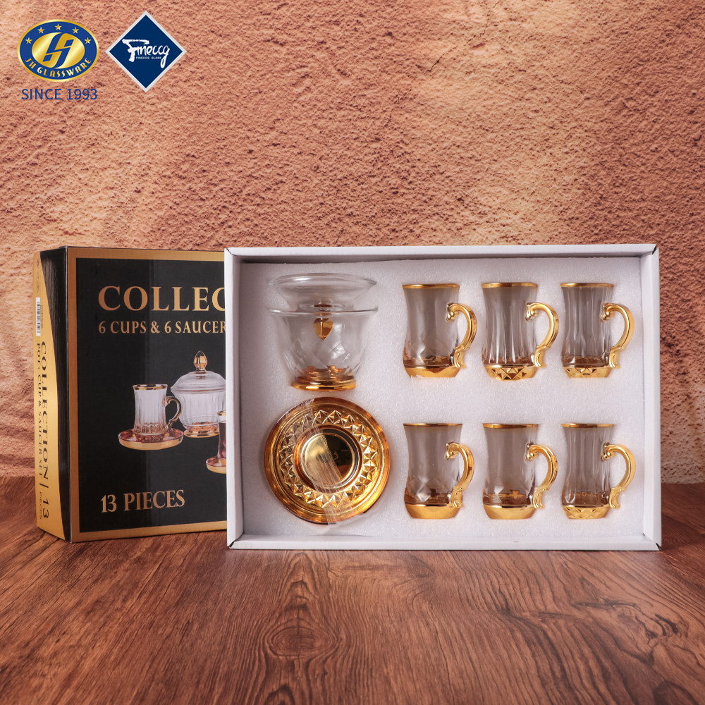 13 Pcs JH Glass Large Set Series Turkish Tea Cup