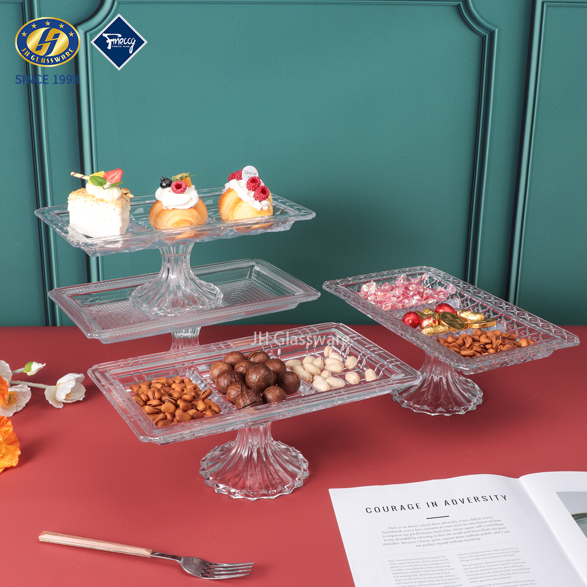 Decorative Crystal Glass Fruit Bowls With Lid