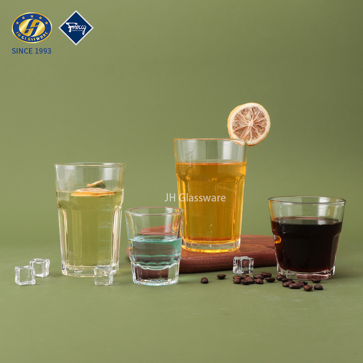 JH Glassware Premium Ribbed Glass Tumbler Collection - Handcrafted Clear Drinking Glasses for Everyday & Entertaining, Customizable