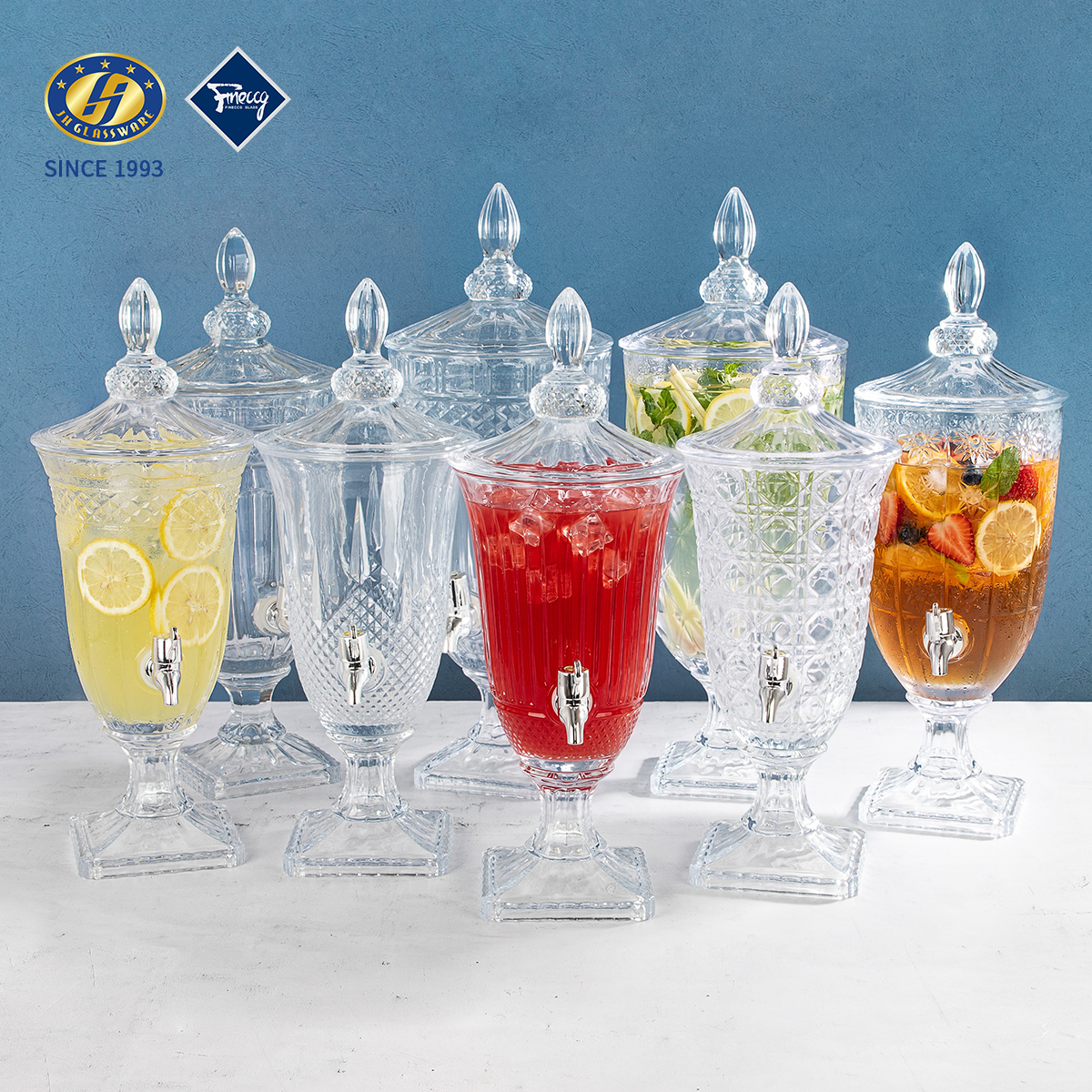 Elegant Tall Crystal Style Glass Drink Dispenser