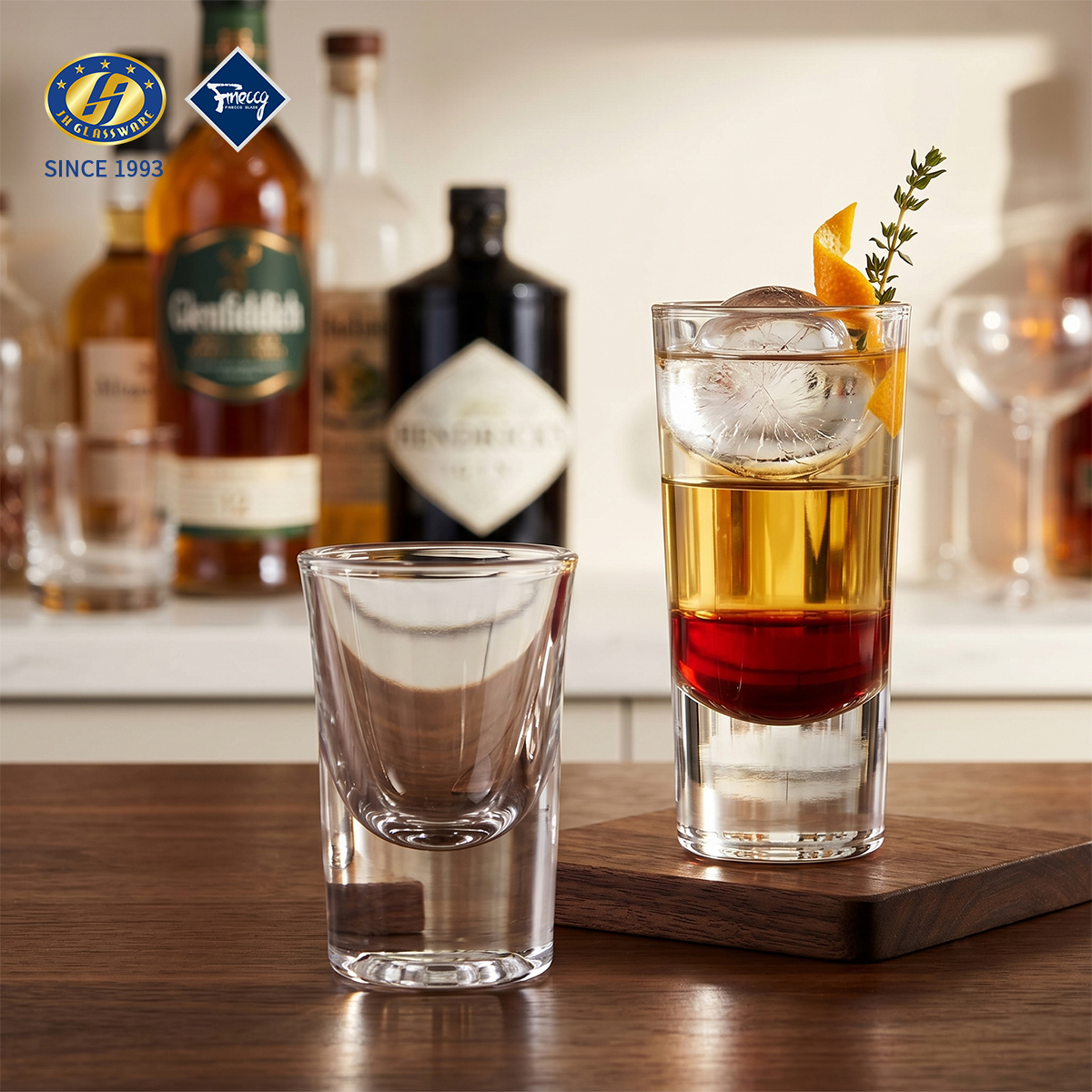 25ml Mini Clear Glass Shot Glass Set, 0.8oz Heavy Base Shot Cups, 6Pcs Kraft Gift Box Wholesale