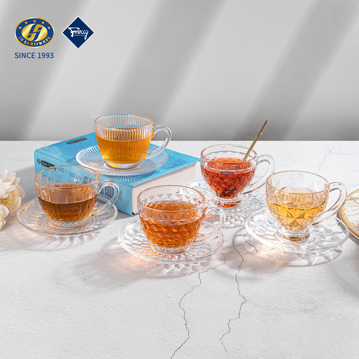 Diamond Embossed Heavy Base Clear Glass Whiskey Tumbler For Bar Wedding Ramadan Gift