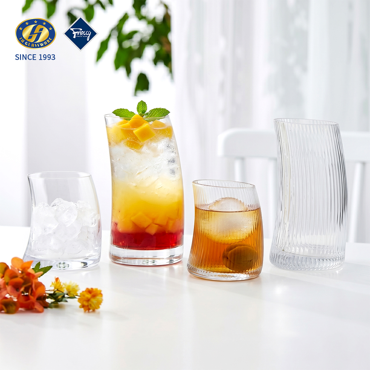 Vertical Ribbed Lead-Free High Glass Tumbler Tall Clear Iced Coffee Water Cup For Juice Cocktail Home Cafe Table Decor