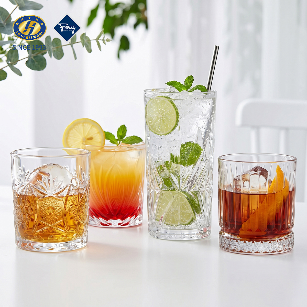 Square Thick Base Lead-Free Glass Tumbler Short Clear Whiskey Water Cup For Iced Coffee Cocktail Home Bar Table Decor